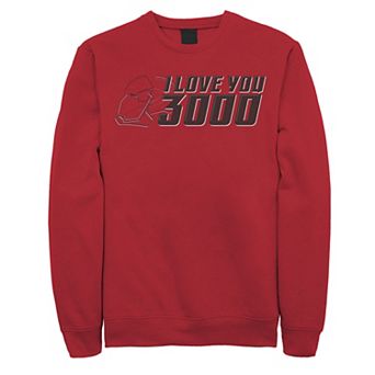 Men's Marvel Avengers Endgame I Love You 3000 Iron Man Outline Graphic Fleece Pullover