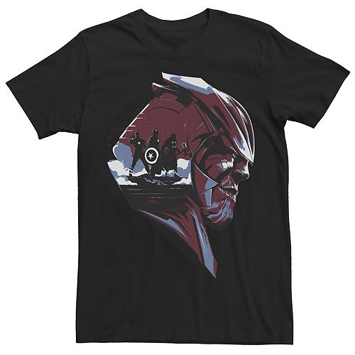 men s marvel avengers endgame thanos head avengers silhouette graphic tee kohl s