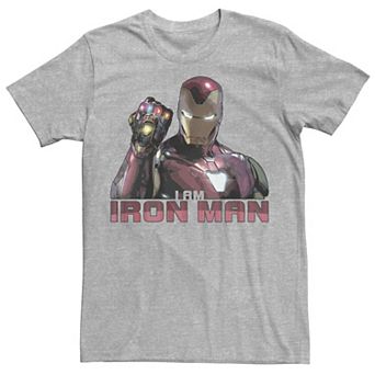 Men's Marvel Avengers Endgame I Am Iron Man Movie Quote Portrait Graphic Tee