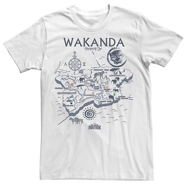 Men S Marvel Black Panther Kingdom Of Wakanda Map Graphic Tee