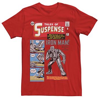 Men's Marvel Avengers Iron Man Classic Suspense Comic Cover Graphic Tee