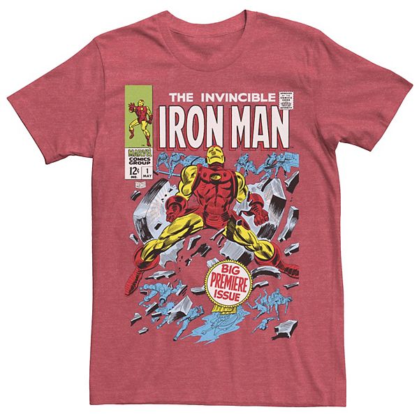 Men's Marvel Avengers Iron Man Big Premier Issue Classic Comic Graphic Tee