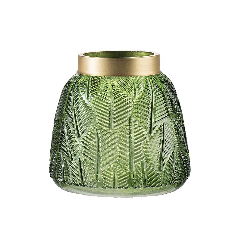 Fern Leaf Glass Vase, Green