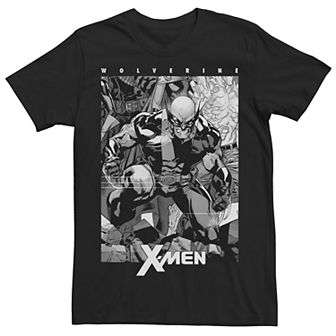 Men's Marvel X-Men Wolverine Black & White Comic Panel Tee