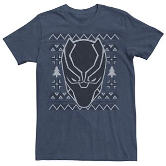 Men's Marvel Black Panther Mask Ugly Christmas Tee