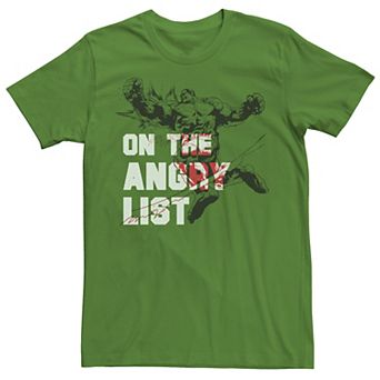Men's Marvel Avengers The Hulk On The Angry List Christmas Tee