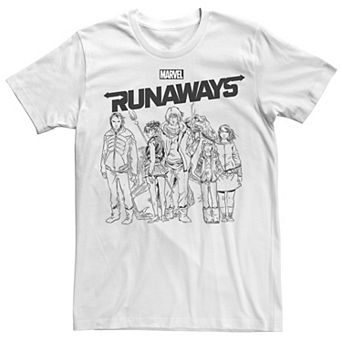 Men's Marvel Runaways Group Shot Outline Portrait Graphic Tee