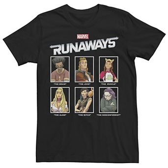 Men's Marvel Runaways Yearbook Portrait Panels Graphic Tee