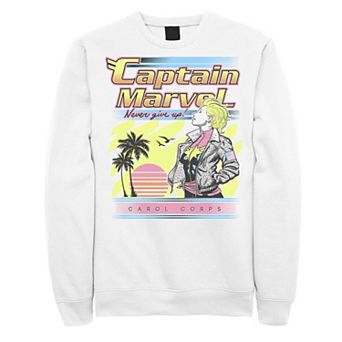Men's Marvel Captain Marvel Never Give Up Carol Corps Retro Poster Graphic Fleece Pullover