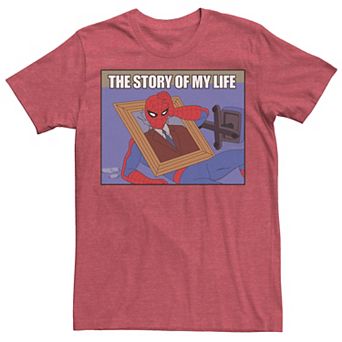 Men's Marvel Spider-Man The Story Of My Life Humor Portrait Graphic Tee