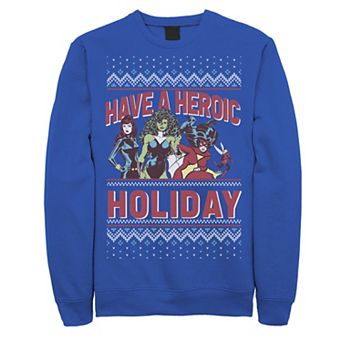 Men's Marvel Heroic Holiday Group Ugly Christmas Graphic Fleece Pullover