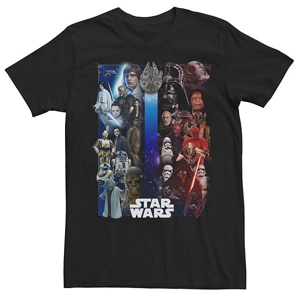 Men's Star Wars Rebellion And Imperial Split Collage Movie Poster Tee