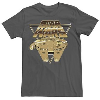 Men's Star Wars Last Jedi Gold Platinum Falcon Slant Logo Tee