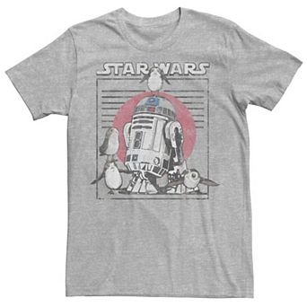 Men's Star Wars Last Jedi Flock of Porgs Surround R2-D2 Tee