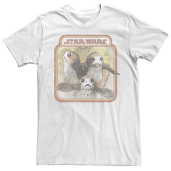Men's Star Wars Last Jedi Porg Triplets Retro Box Tee