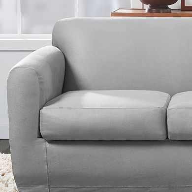 SureFit Home Decor Ultimate Stretch Faux Leather Couch Cushion Cover