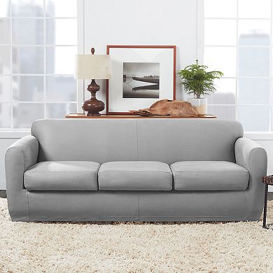 SureFit Home Decor Ultimate Stretch Faux Leather Couch Cushion Cover