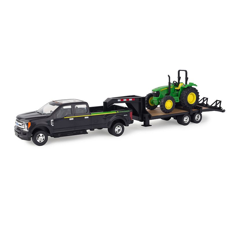 ERTL Ford Pickup with Gooseneck Trailer and John Deere Tractor by Tomy, Mul