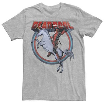 Men's Marvel Deadpool Riding A Unicorn Circle Tee
