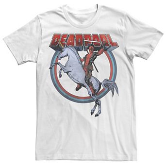 Men's Marvel Deadpool Riding A Unicorn Circle Tee