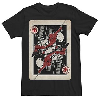Men's Marvel Spider-Man Classic Swing Playing Card Tee