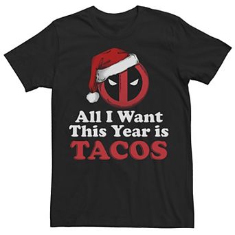 Men's Marvel Deadpool I Want Tacos For Christmas Tee
