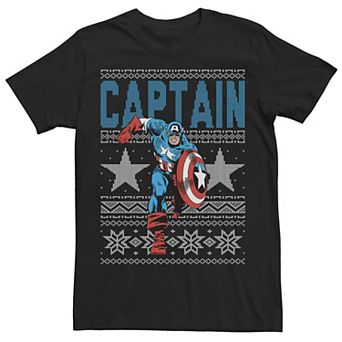 Men's Marvel Captain America Stars Ugly Christmas Tee
