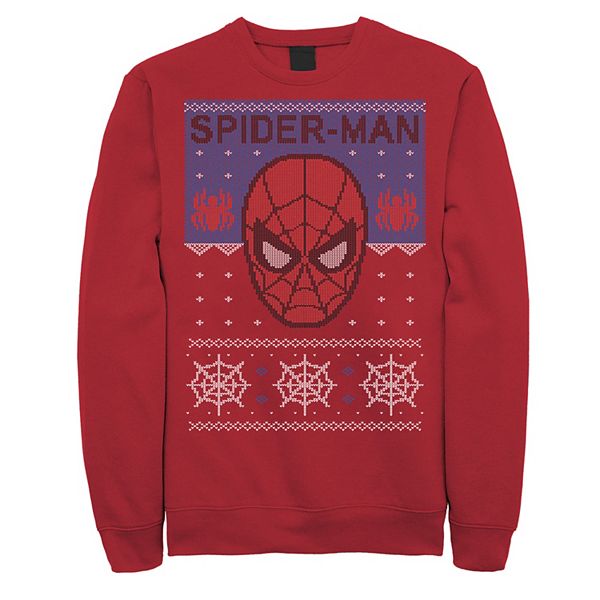 Men's Marvel Spider-Man Mask Ugly Christmas Fleece