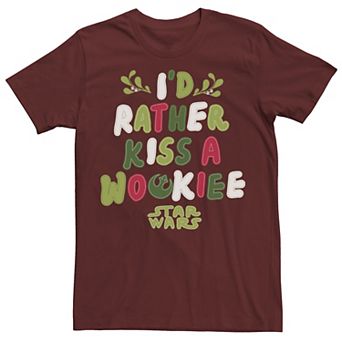 Men's Star Wars Christmas I'd Rather Kiss A Wookie Holiday Text Tee