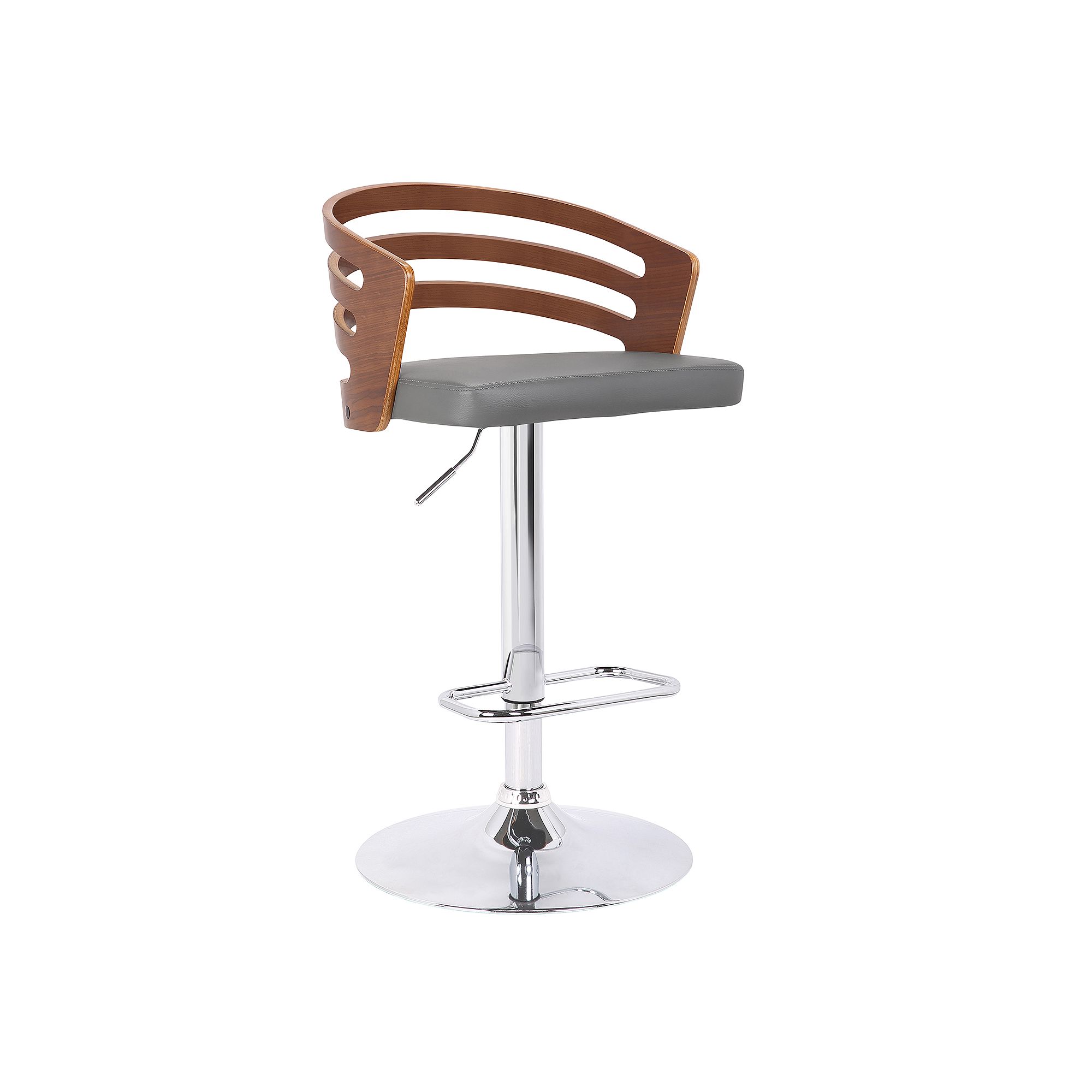 Armen Living Adele Mid-Century Adjustable Swivel Bar-stool, Gray
