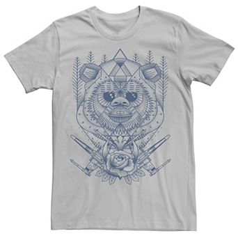 Men's Star Wars Ewok And Roses Geometric Poster Tee