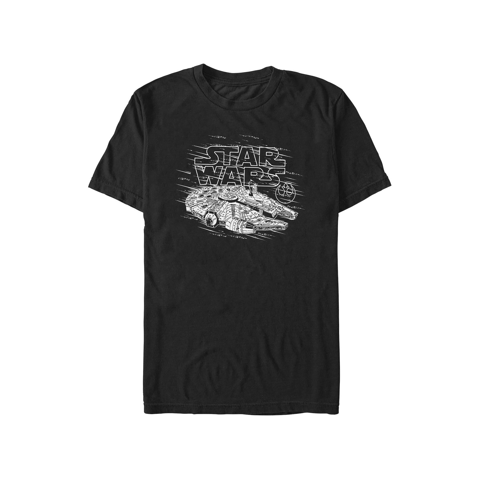 Mens Star Wars Millennium Falcon Retro Lightspeed Logo Tee, Size: Medium, 