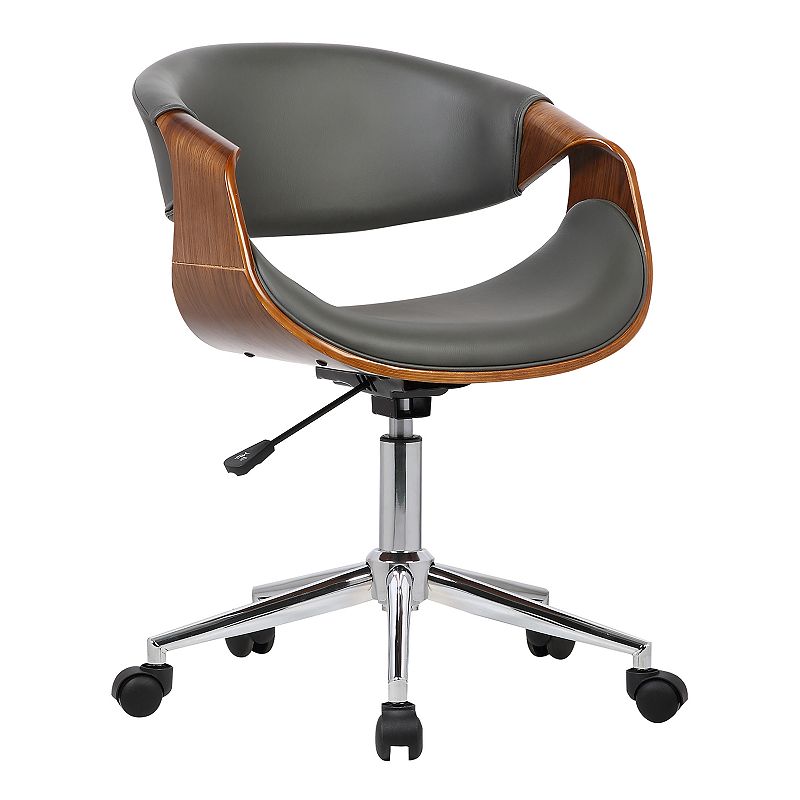 Armen Living Wallace Faux Leather Office Chair, Grey