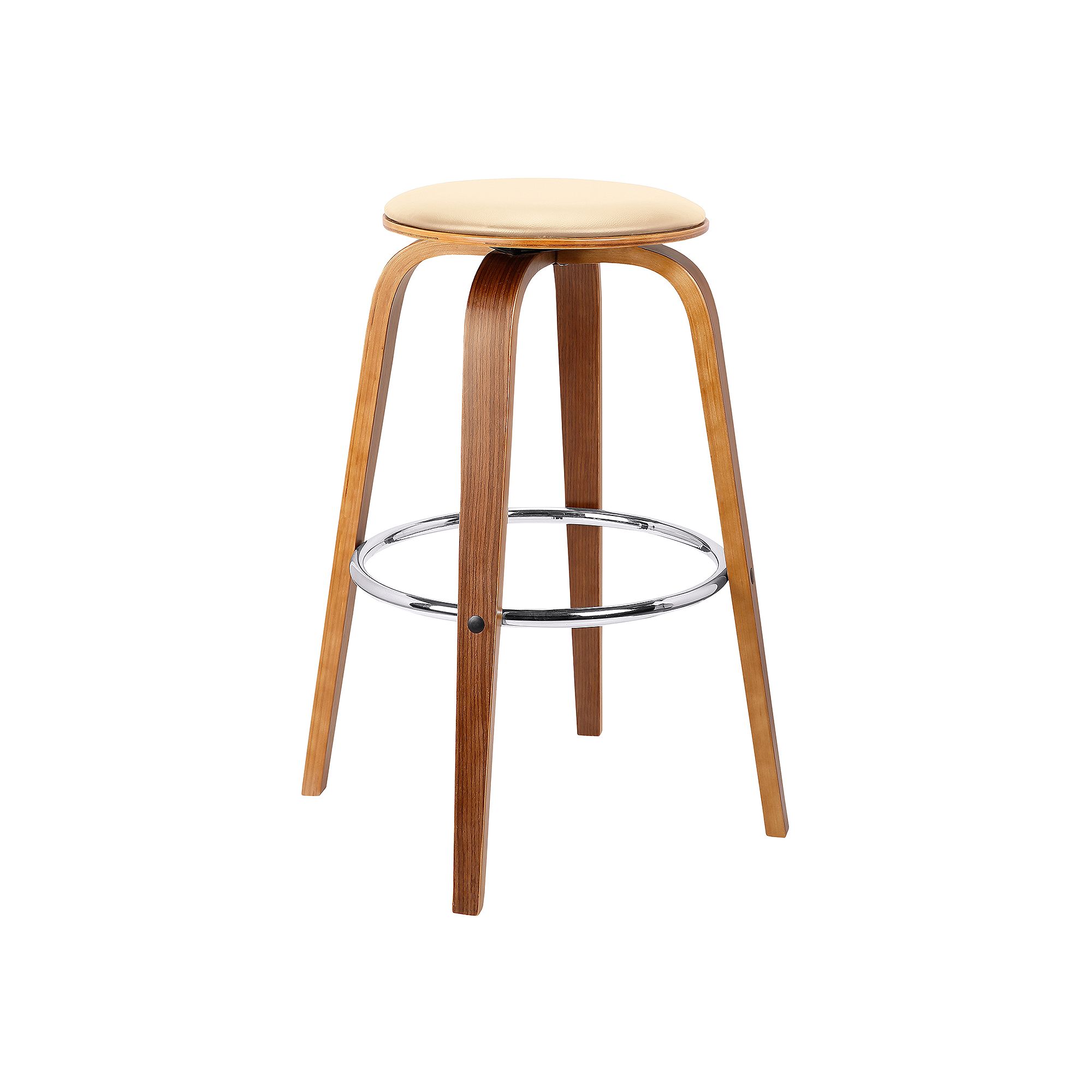 Armen Living Harbor Mid-Century Modern Swivel Counter Stool, Ivory