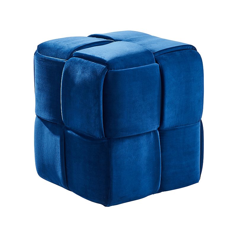 Armen Living Joy Velvet Ottoman, Blue
