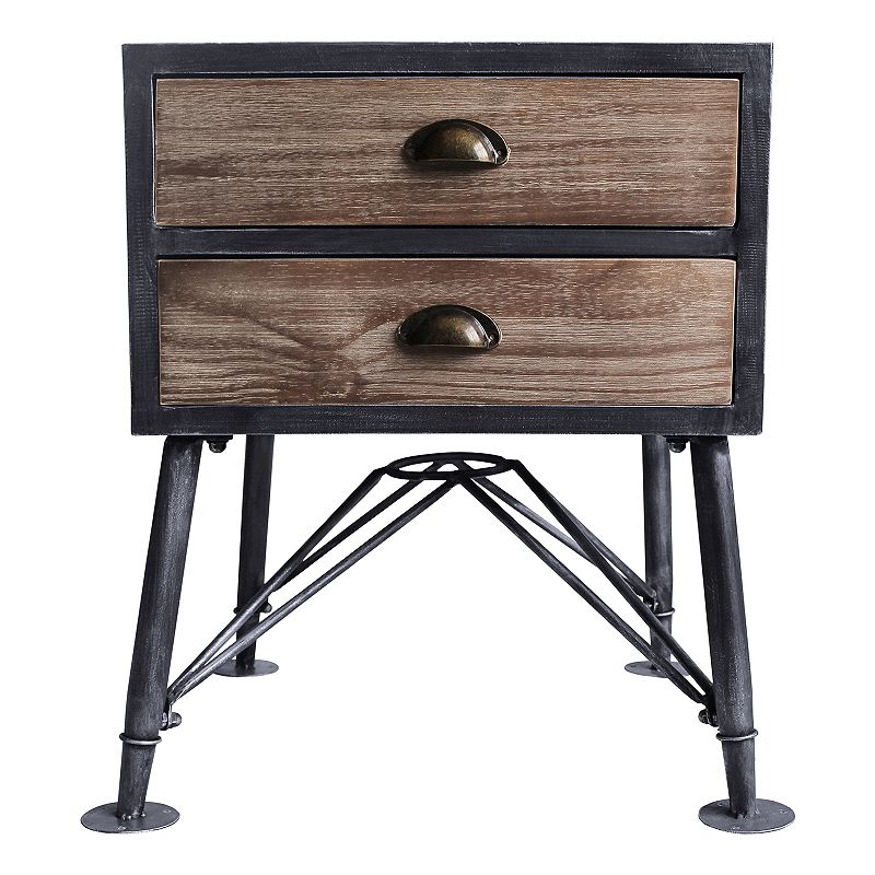 Armen Living Mathis Industrial 2-Drawer End Table, Grey