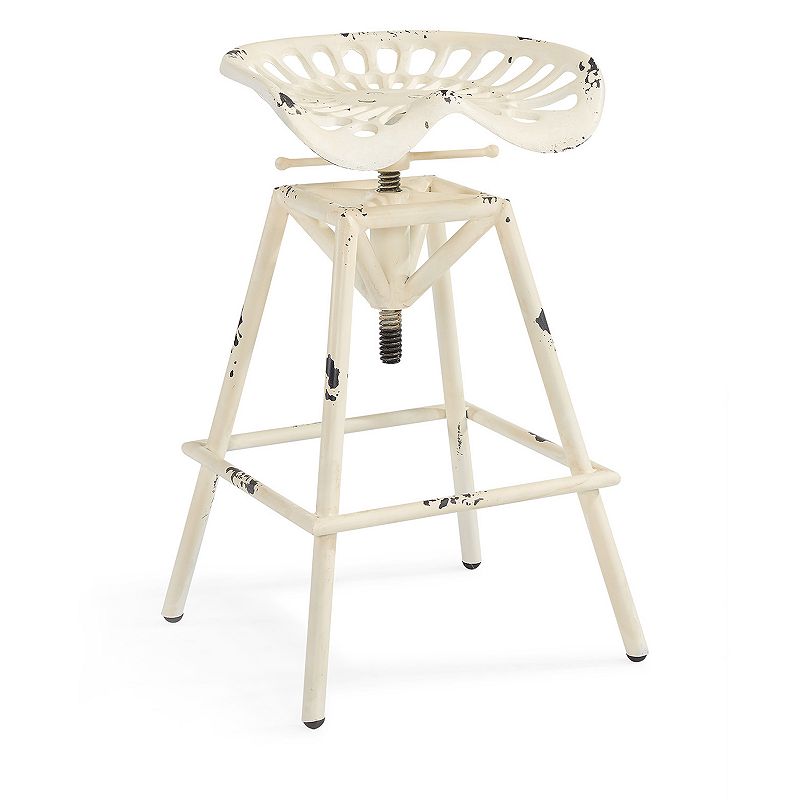 Armen Living Osbourne Industrial Bar Stool, White