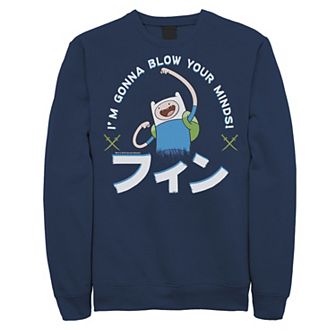 Men's Adventure Time Finn I'm Gonna Blow Your Minds Kanji Portrait Sweatshirt