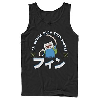 Men's Adventure Time Finn I'm Gonna Blow Your Minds Kanji Portrait Tank Top