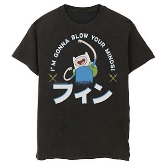 Men's Adventure Time Finn I'm Gonna Blow Your Minds Kanji Portrait Tee