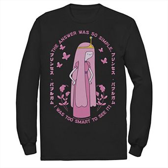 Men's Adventure Time Princess Bubblegum Quote Kanji Portrait Long Sleeve Tee