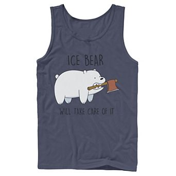 Men's Cartoon Network We Bare Bears Ice Bear Take Care Of It Axe Tank Top
