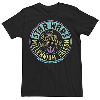 Men's Star Wars Millennium Falcon Neon Circle Logo Graphic Tee