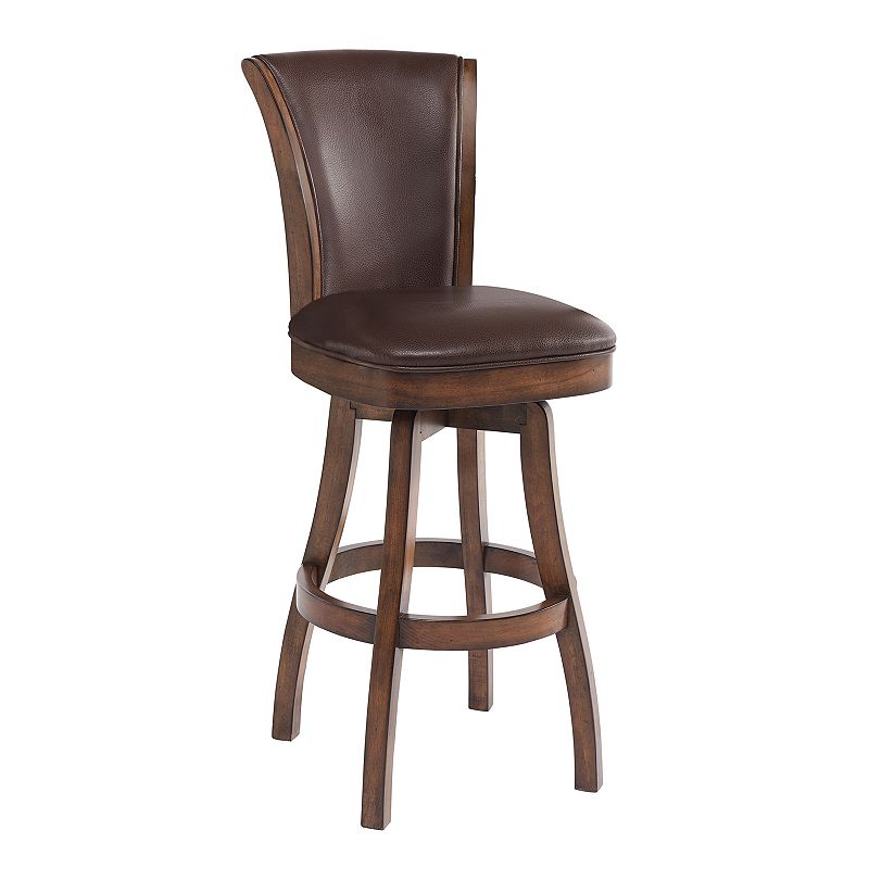 Armen Living Raleigh Faux Leather Bar Stool, Brown