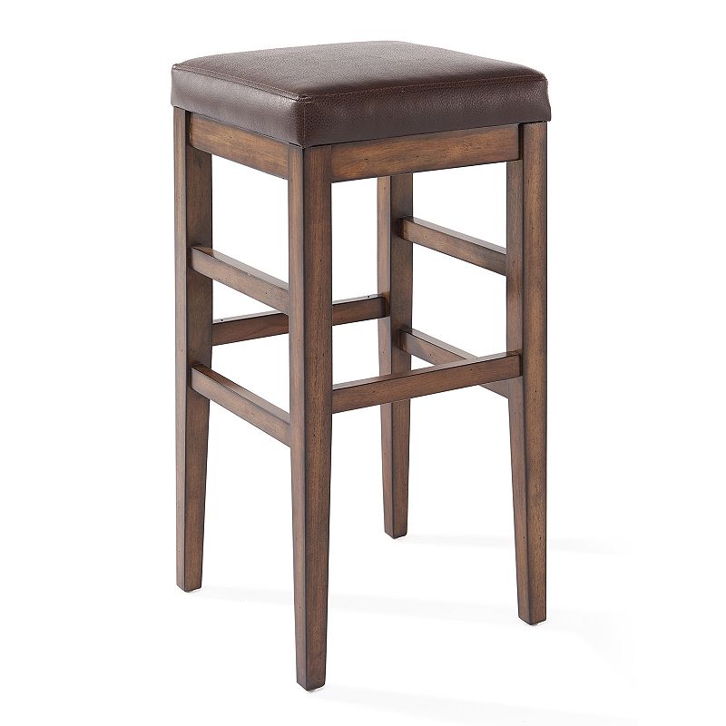 Armen Living Sonata Faux Leather Backless Counter Stool, Brown