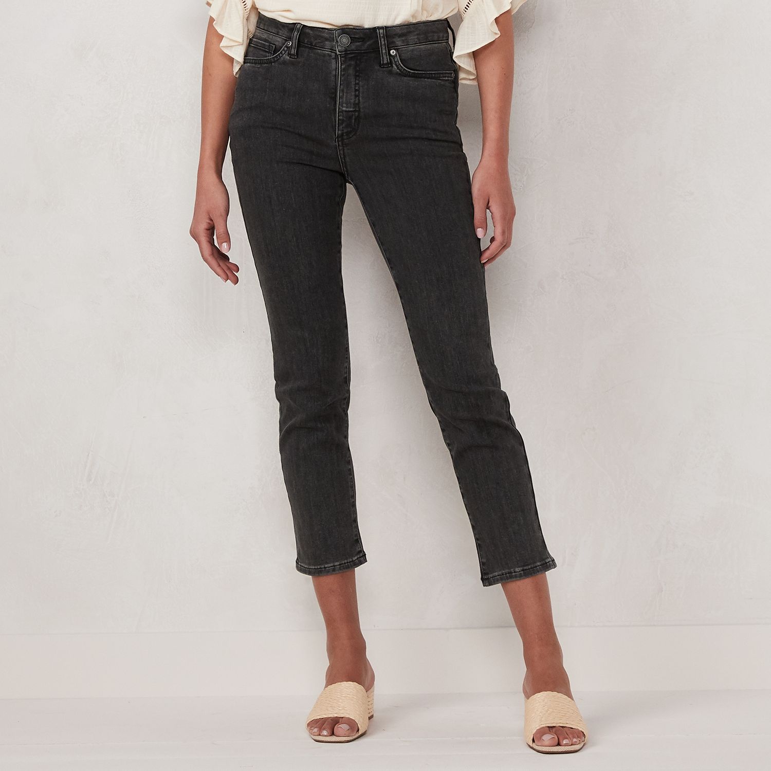 high waisted straight ankle jeans