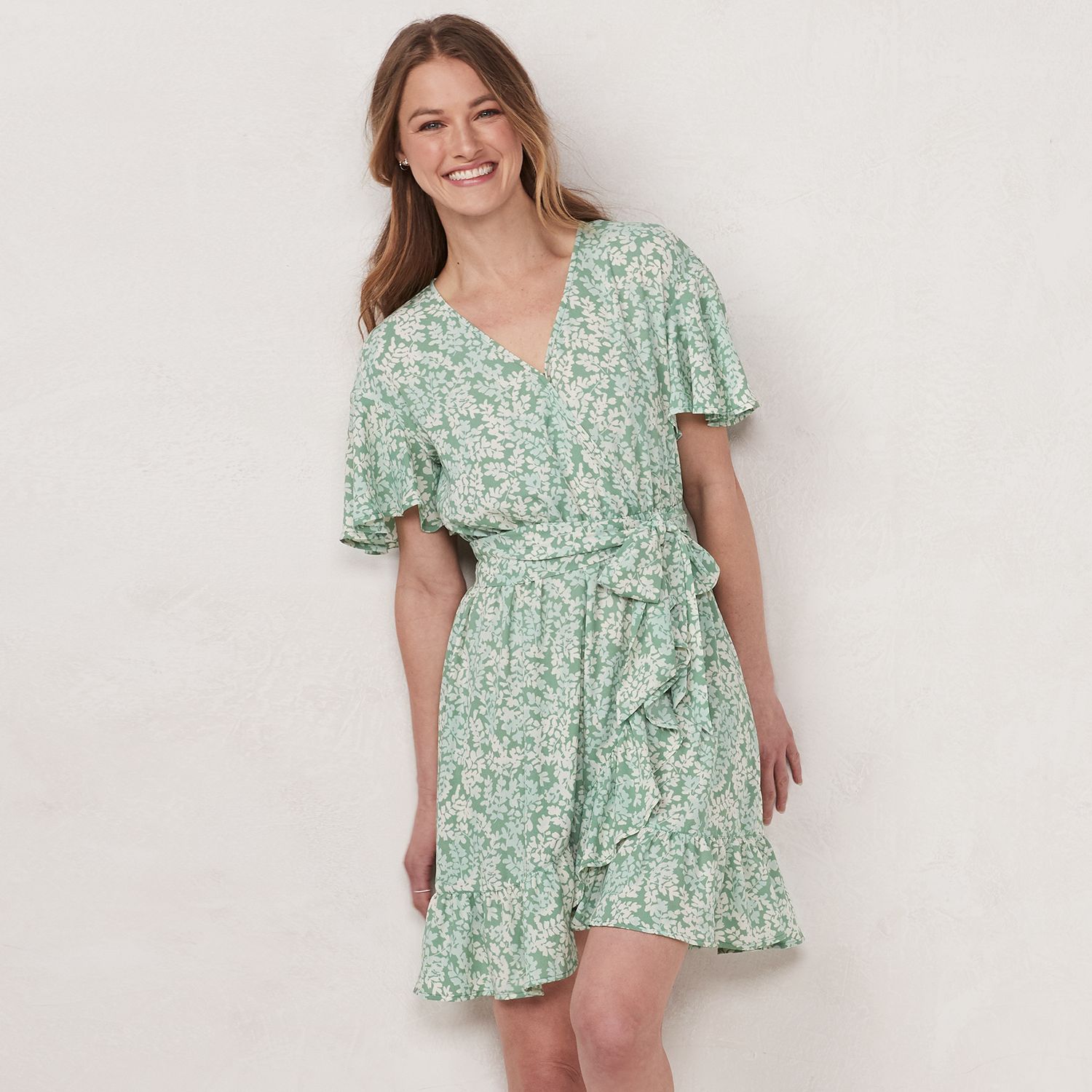 lauren conrad ruffle wrap dress