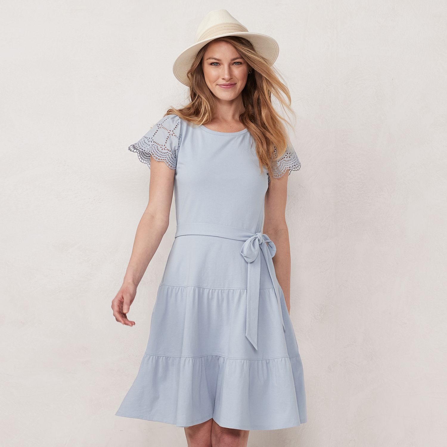 women's fit and flare dress with sleeves