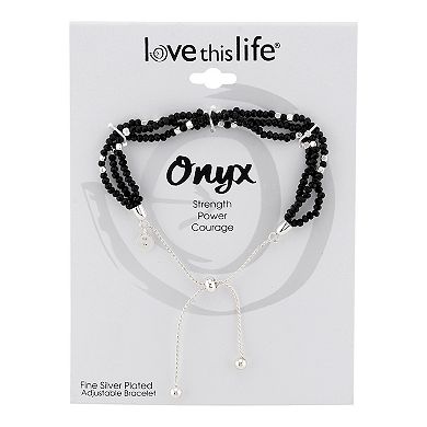 LovethisLife® Onyx Bead Triple Strand Bolo Bracelet
