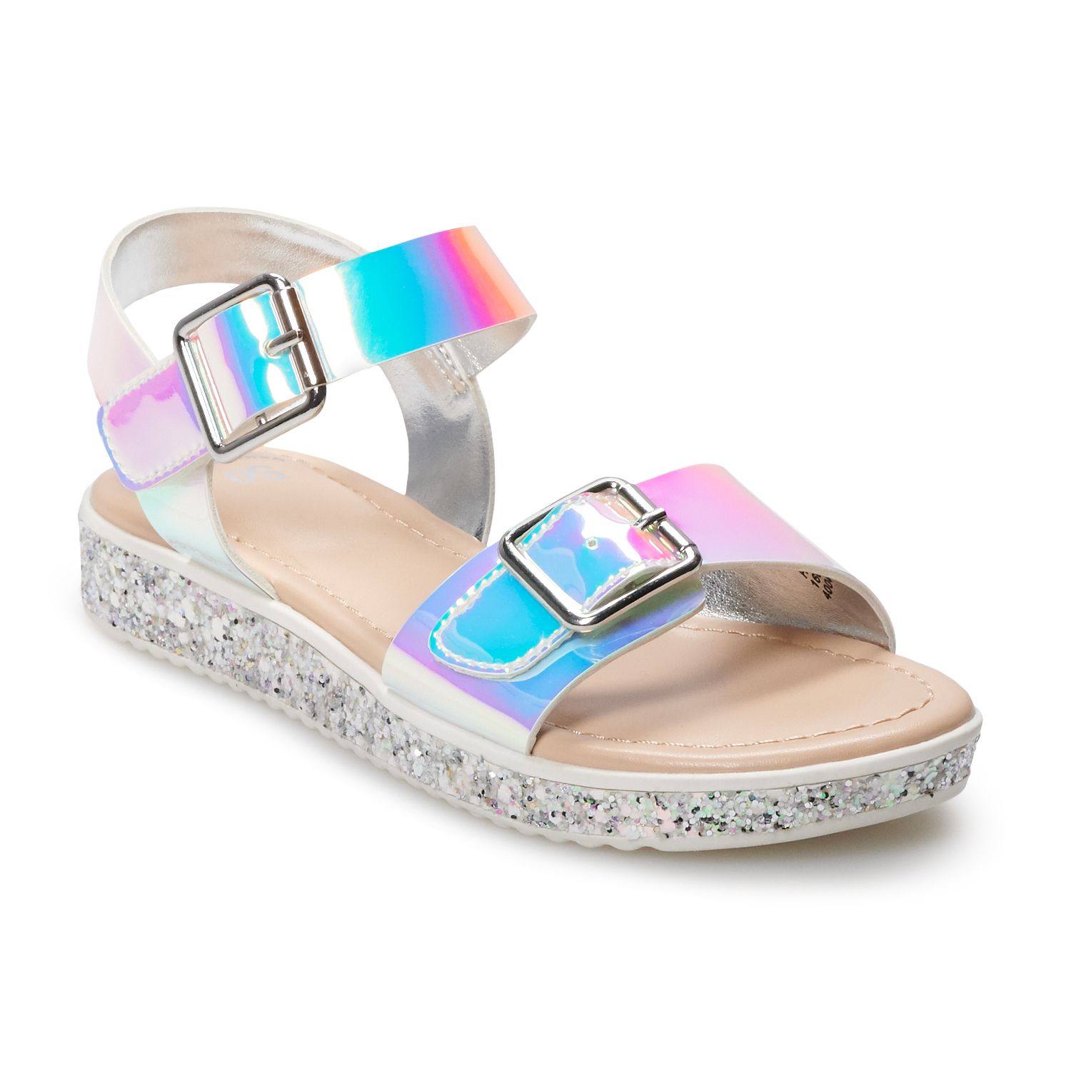 girls iridescent sandals